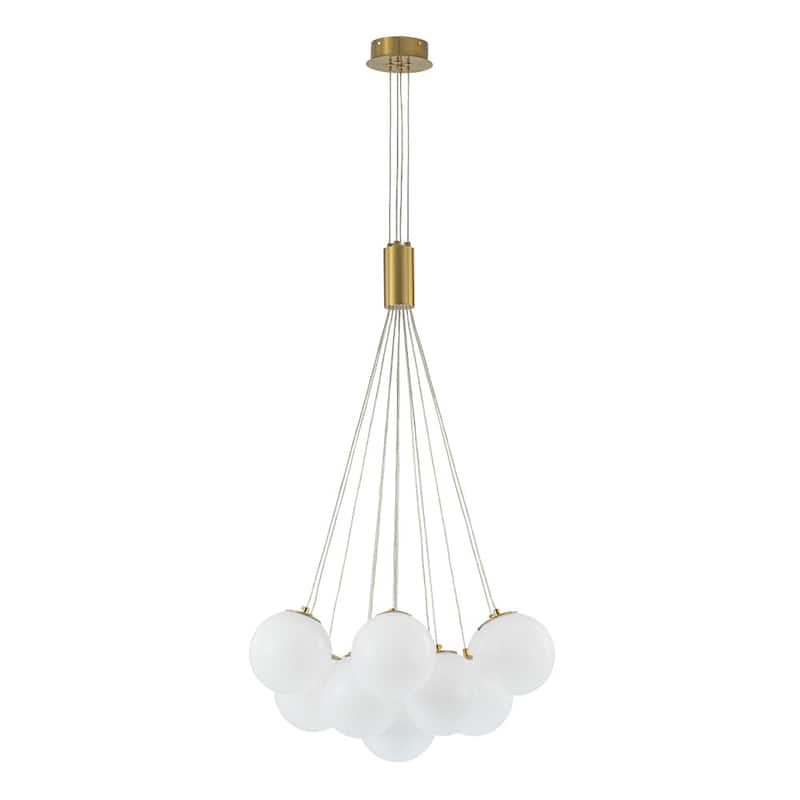 13-Light Opal Glass Cloud Bubble Cluster Chandelier - Brushed Brass - 19.7in