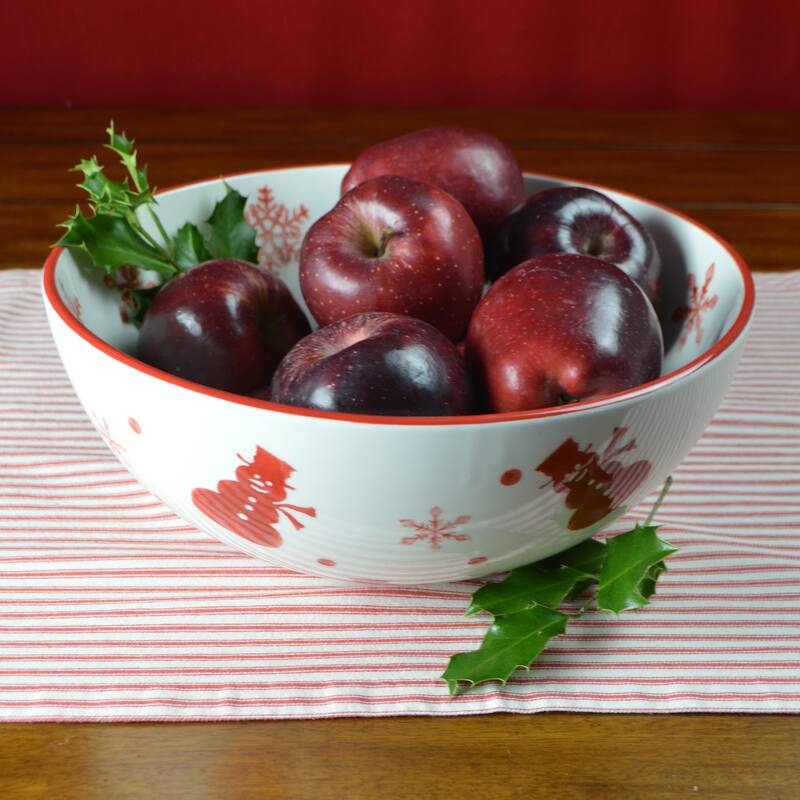 Euro Ceramica Winterfest 11' Round Serving Bowl