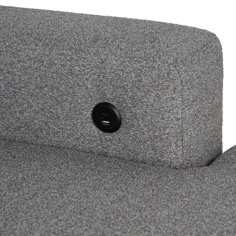 Furniture of America Oswin Modern Grey Pull-Out Sleeper Sofa Sectional with Storage Shelves and USB Ports