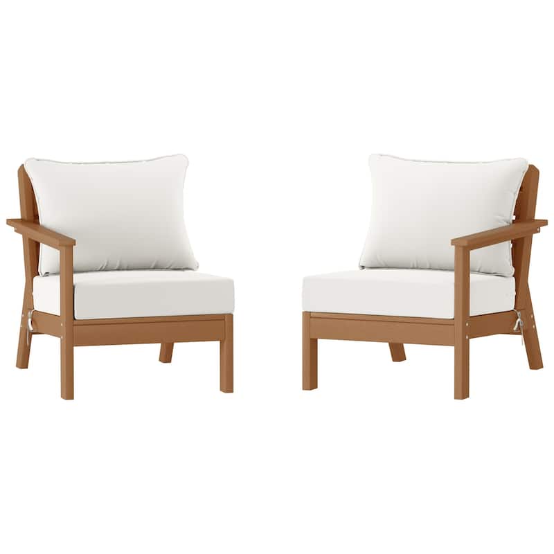 Polytrends Birchwood All Weather HDPE Outdoor Patio Deep Seating Teak Loveseat (2-Piece)