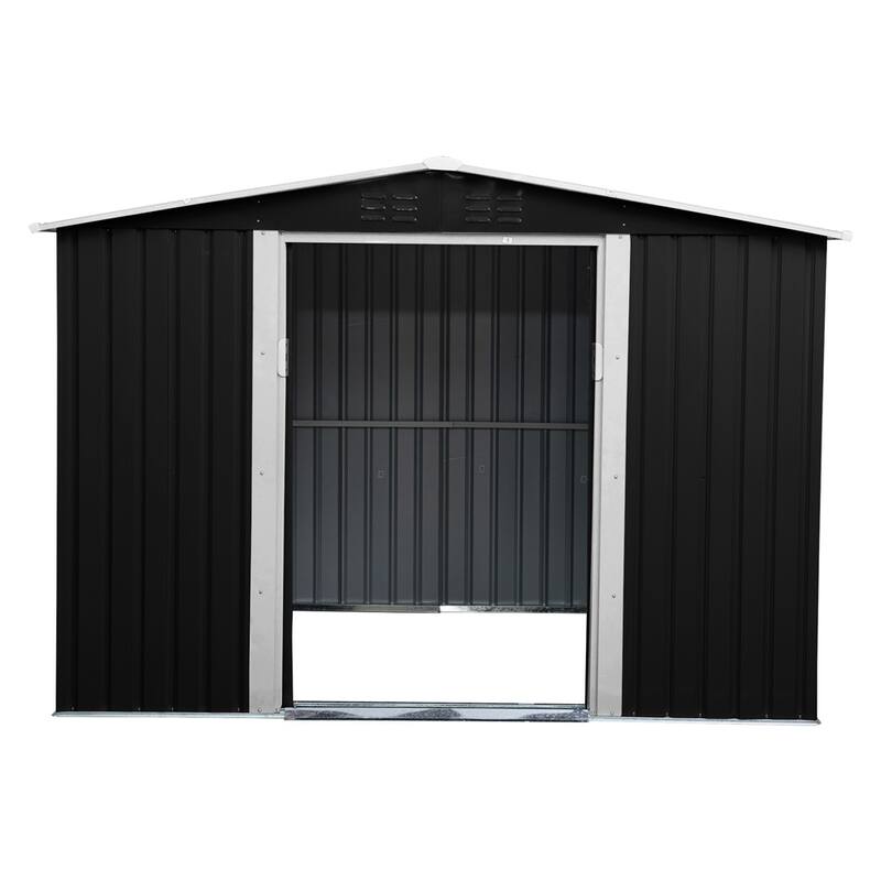 Outdoor Steel Storage Shed with Lockable Sliding Doors and Vents