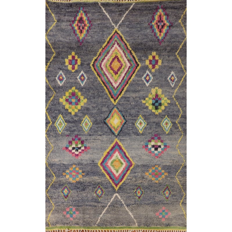 Geometric / Moroccan Style Rug Hand-Knotted Wool Carpet - 6'10" x 10'10"