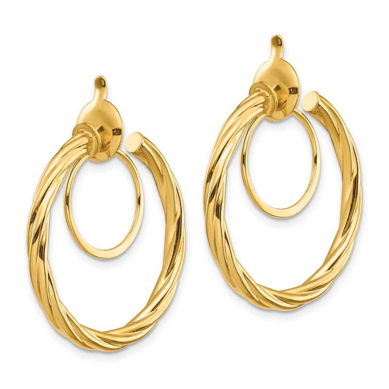 Curata 14k Yellow Gold 24x2.25mm Polished Twisted Non pierced Hoop Earrings