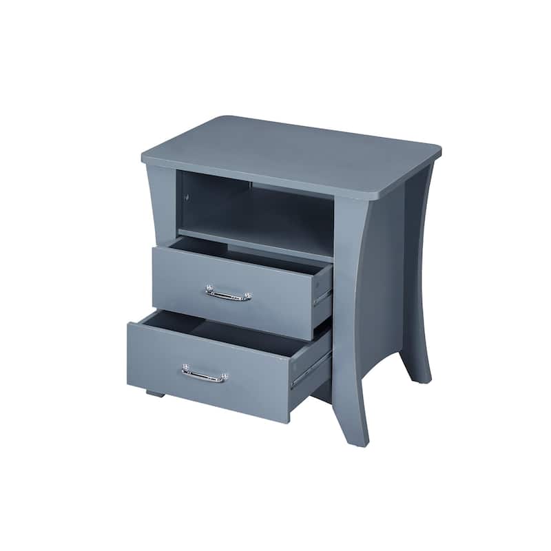 Rustic Wooden Nightstand with 2 Drawers and 1 Compartment