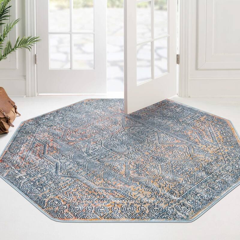Traditional Haifa Collection Area Rug - Multi - 7'x7' Octagon