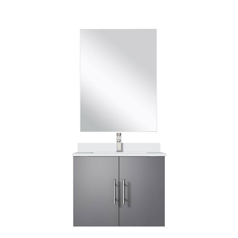 Bathroom Vanity Set with Marble Top, Single Hole Faucet, Mirror Included, Stainless Steel - Faucet ,DARK GREY,Cultured Marble Countertop - DARK GREY