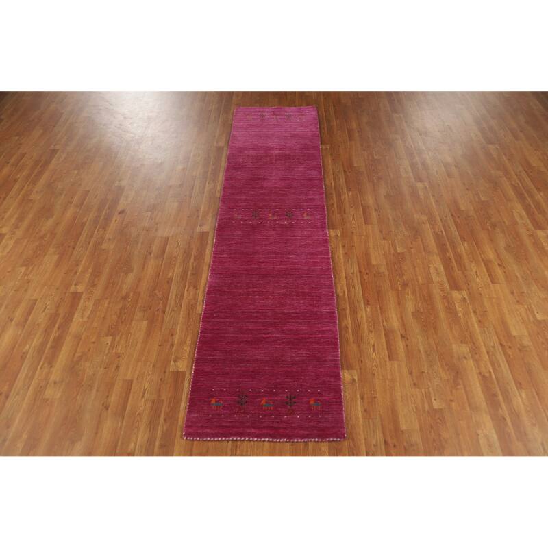Violet Tribal Gabbeh Indian Runner Rug Handmade Wool Carpet - 2'4" x 9'8"