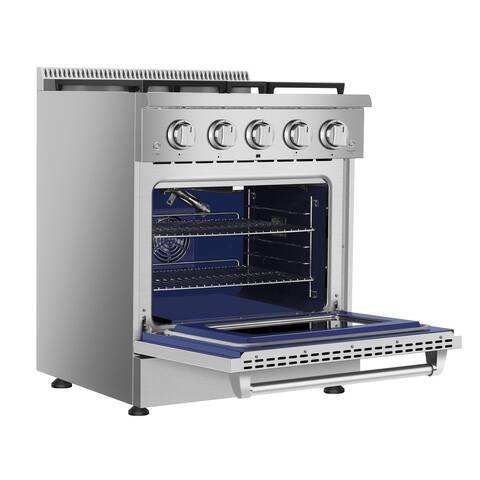 Empava 30" 4.2 cu. ft. Pro-Style Slide-In Single Oven Gas Range with 4 Sealed Burners in Stainless Steel