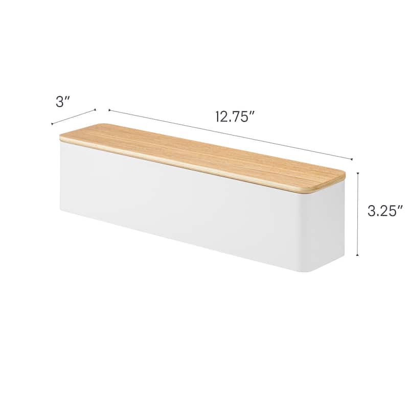Yamazaki Home Utensil Case, Plastic and Wood, Lid - L 2.95 x W 12.87 x H 3.15 inches