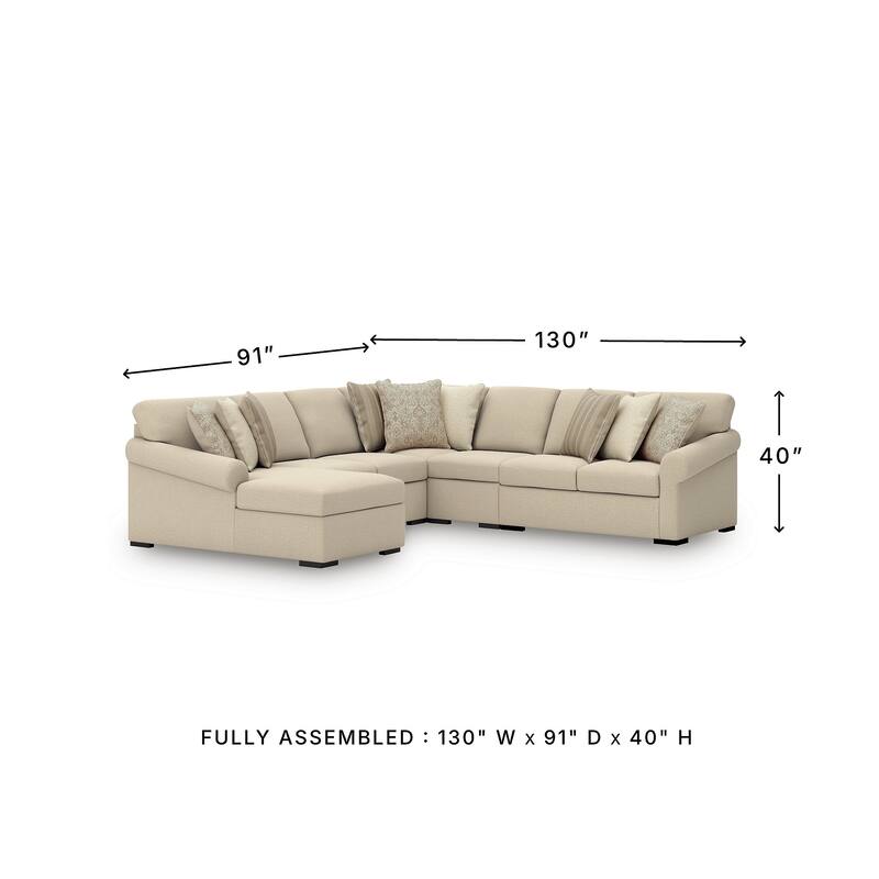 Signature Design by Ashley LadyMae Beige 5-Piece Sectional with Chaise