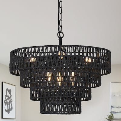 6-Light Boho Rattan Chandelier
