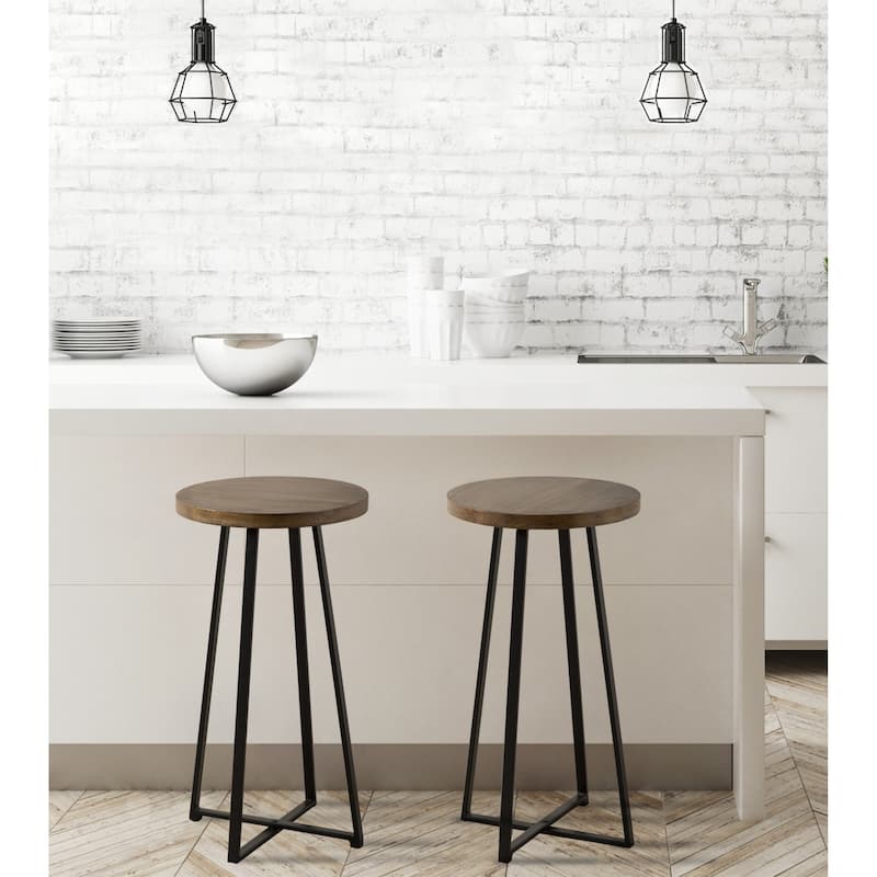 Kate and Laurel Zia Round Bar Stool - 13x13x25