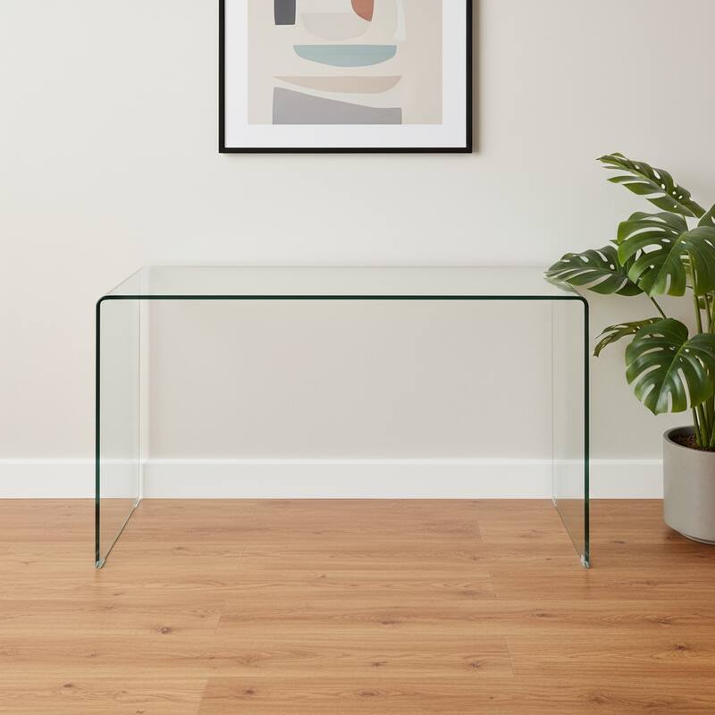 HomeRoots 43" Clear Glass Solid Console Table - 43.30 in. x 29.50 in. x 13.70 in. - Clear