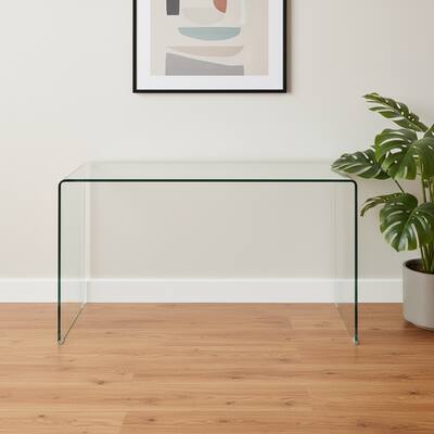 HomeRoots 43" Clear Glass Solid Console Table - 43.30 in. x 29.50 in. x 13.70 in.