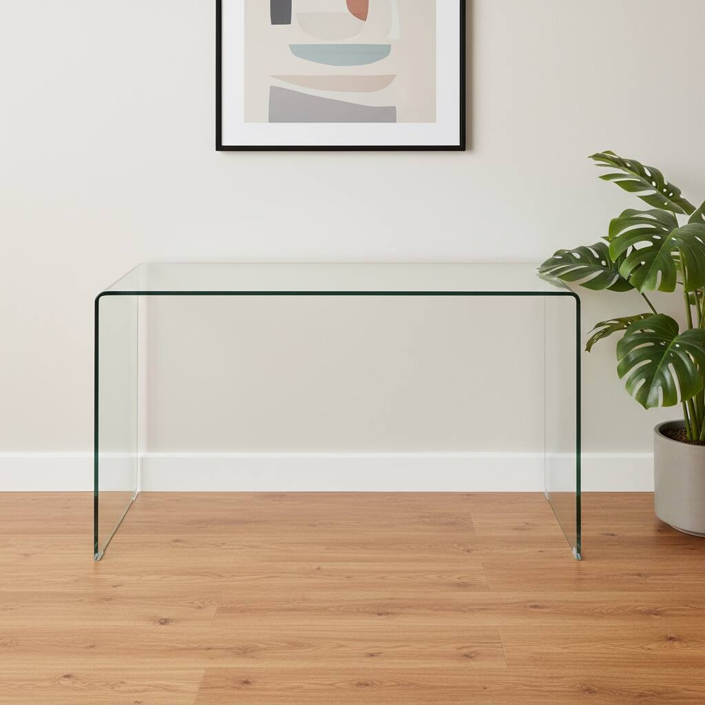 HomeRoots 43" Clear Glass Solid Console Table - 43.30 in. x 29.50 in. x 13.70 in.