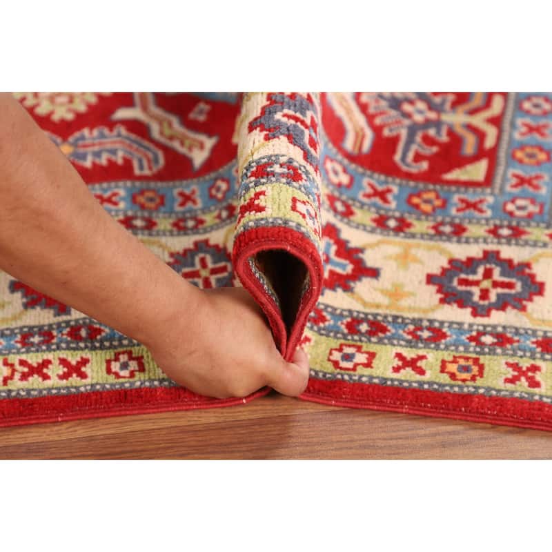 Red Kazak Oriental Area Rug Hand-Knotted Bedroom Wool Carpet - 4'3"x 6'0"