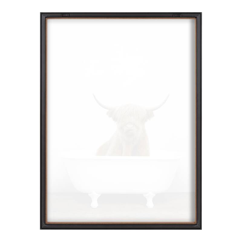 Kate and Laurel Blake Cow in Tub Framed Printed Glass by Amy Peterson