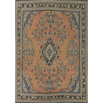 Floral Hamedan Vintage Persian Area Rug Handmade Floral Wool Carpet - 9'9" x 12'3"