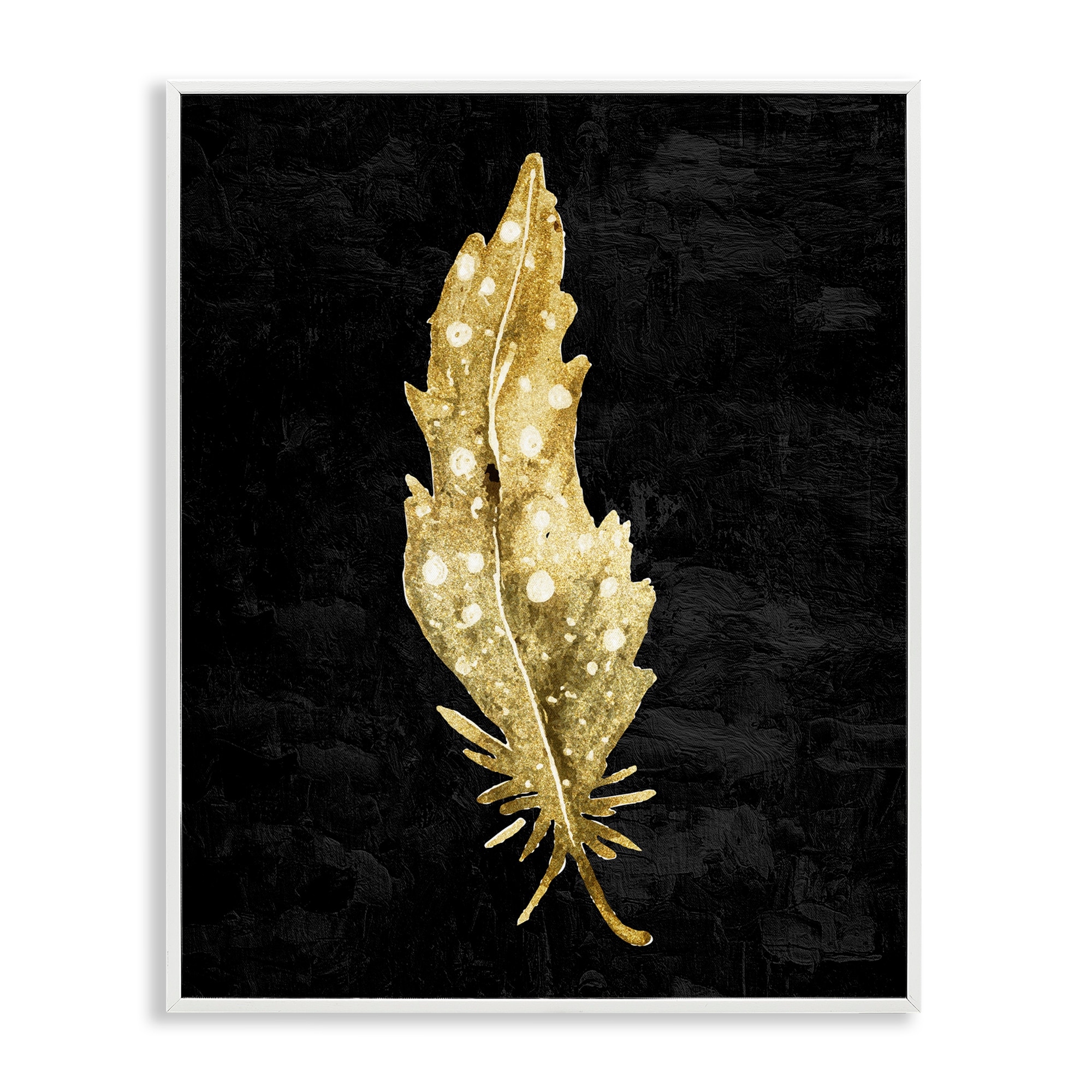 Stupell Feather On Black Framed Giclee Art Design By Kim Allen