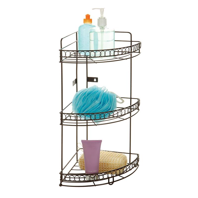 Bath Bliss 3 Tier Corner Rack In Curls Design - 20.5"x8"x8"