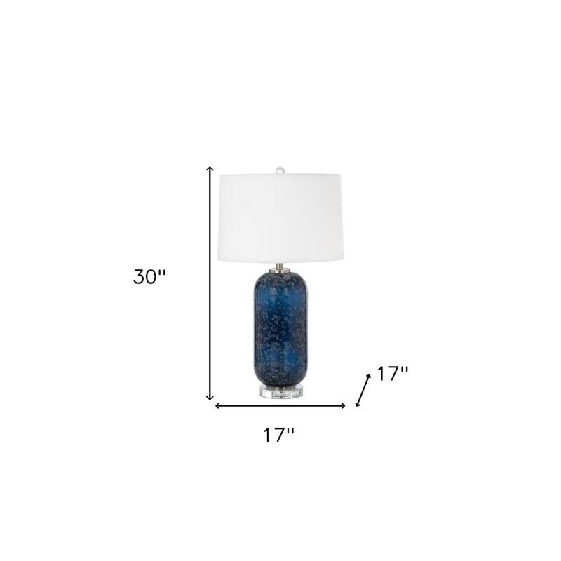 HomeRoots Set of Two 30" Blue Crystal Table Lamp With White Drum Shade - 17