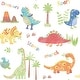 preview thumbnail 2 of 2, Galerie Wallcoverings Tiny Tots 2 Dinosaurs Non-woven Matte Wallpaper Roll 33 feet x 21 inches - Red/Blue/Orange