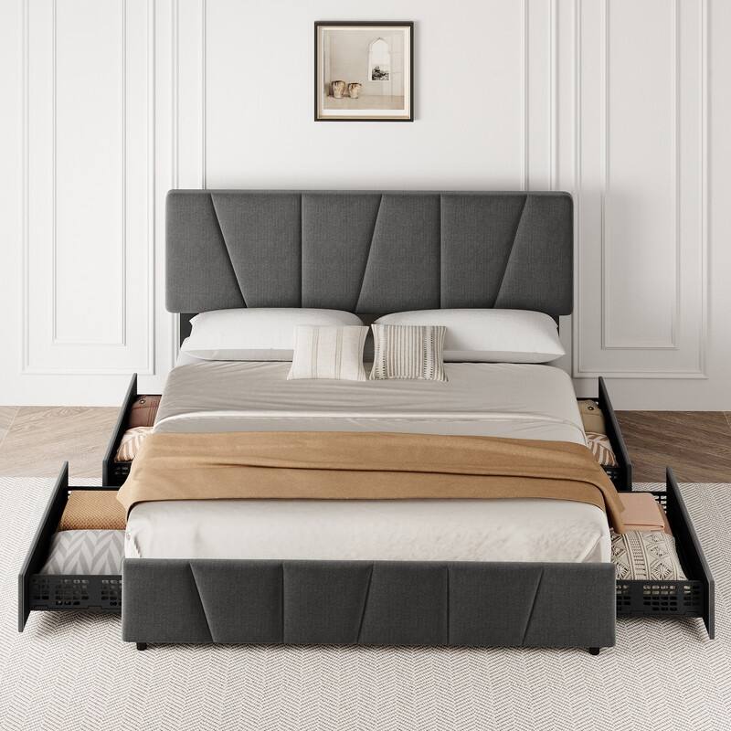 Bed Frame with Sturdy Metal Slats Support
