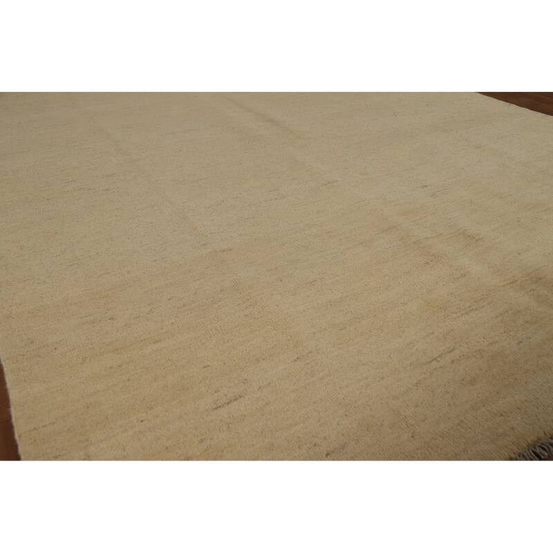 Beige Gold Gabbeh Oriental Area Rug Hand-Knotted Wool Carpet - 5'9" x 8'4"