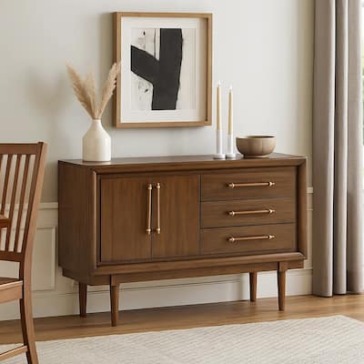 Jeyn Dining Room Server with 3 Drawers and Fixed Shelf, Brown Hardwood
