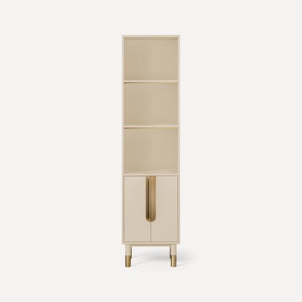 slide 2 of 8, Robern CSSM2080 Islamorada 80" MDF Free Standing Linen Tower Sand / Aged Brass