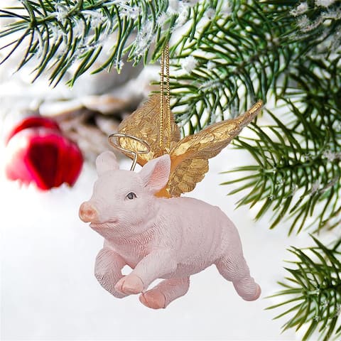 Design Toscano Hog Heaven: Flying Pig Angel Holiday Ornament