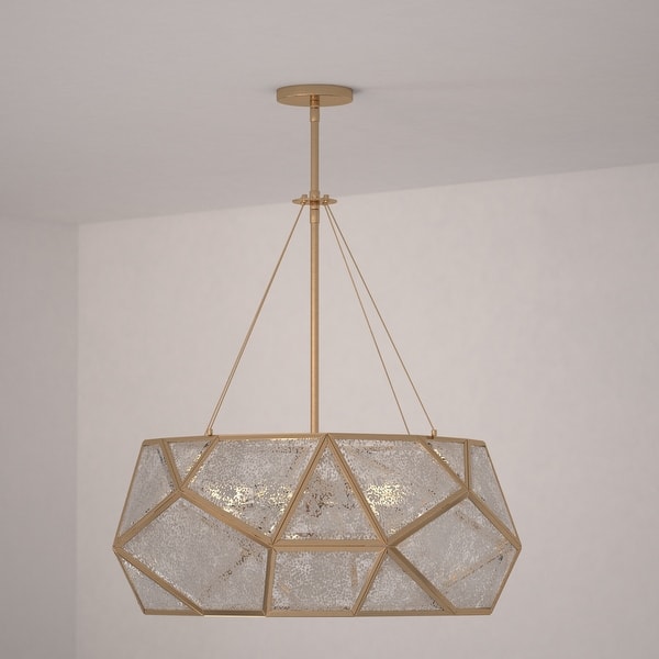 slide 2 of 12, Euclid Mercury Glass/ Brass Mid-Century Modern Pendant Light 24-in W x 28.5-in H x 24-in D - Aged Brass