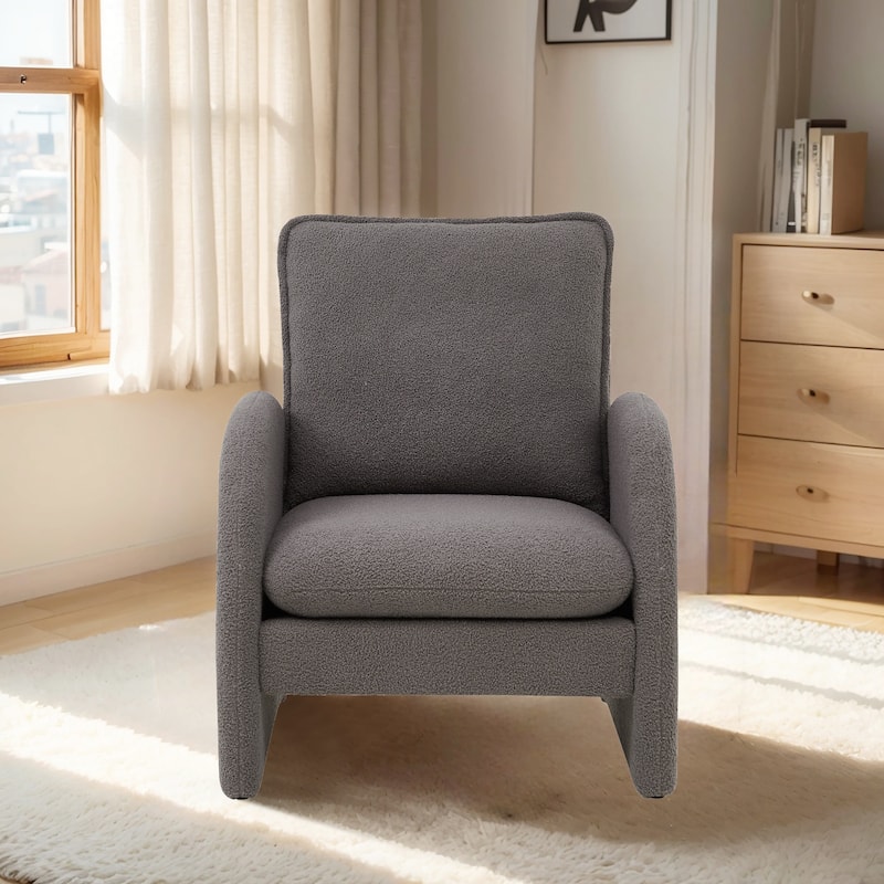 Modern Sherpa Upholstered Accent Chair, Comfortable Living Room Armchair