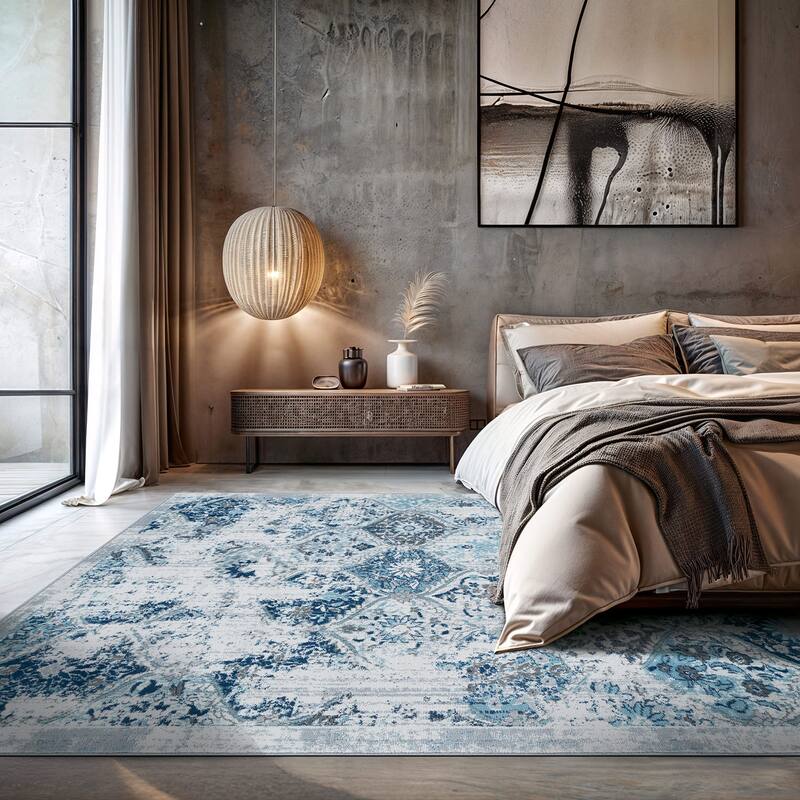 World Rug Gallery Trellis Bordered Moroccan Area Rug