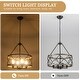 preview thumbnail 6 of 34, 4-Light Circle Hanging Candlestick Linear Foyer Chandelier Lighting Fixture for Dining Room Kitchen Island