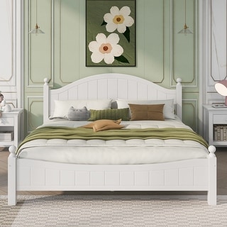 King Size Platform Bed, Solid Wood Bed Frame with Headboard - Bed Bath ...