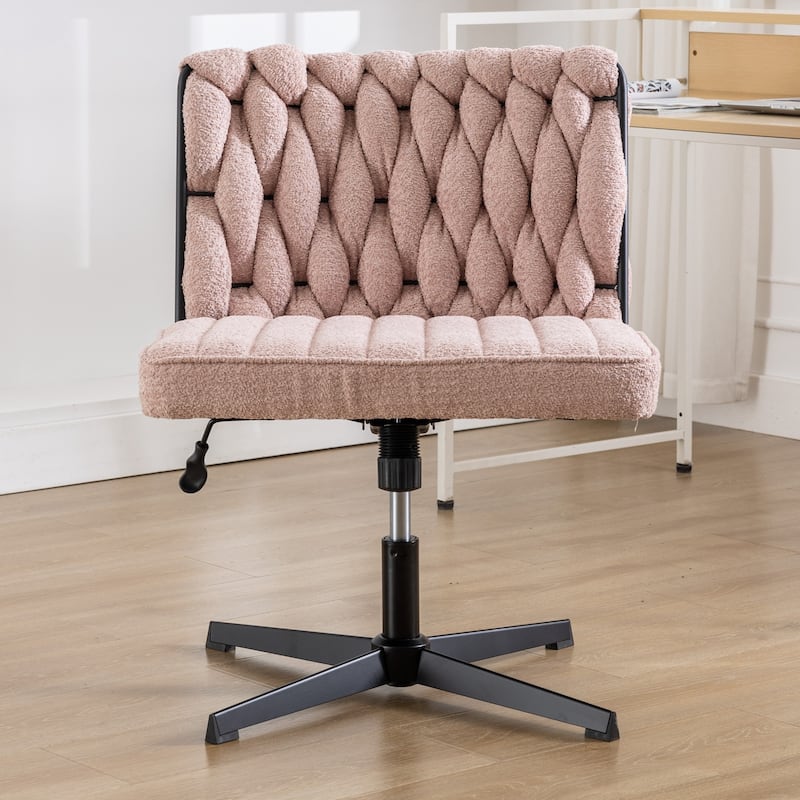 Upholstered No Wheels Armless Office Desk Chair