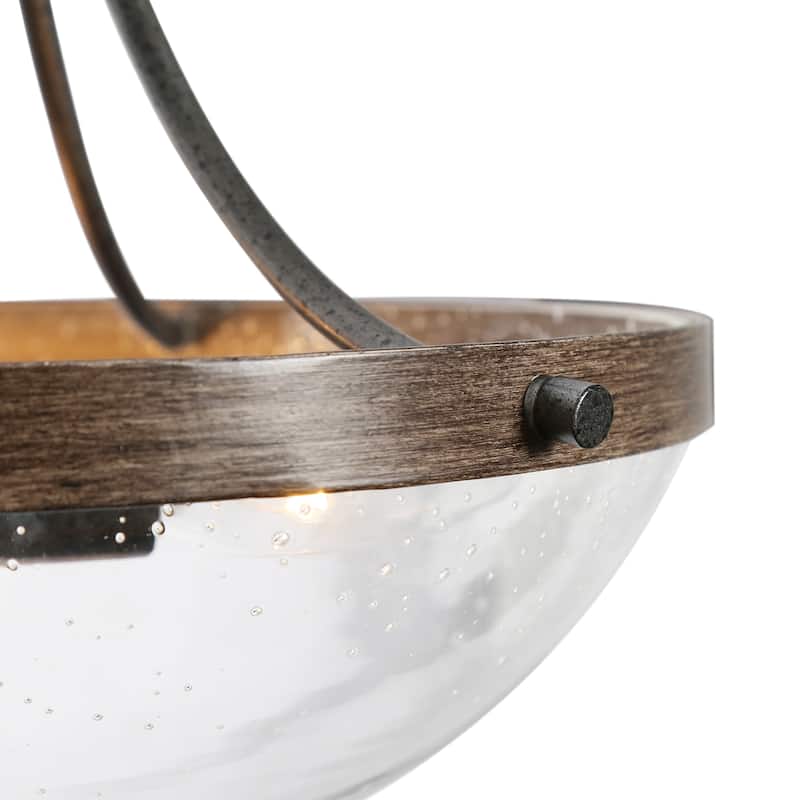 Modern Farmhouse 3-Light Glass Chandelier Island Pendant Lights - D12'' x H75.5''