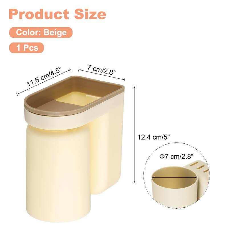Stick-on Toothbrush Holder with Cup for Bathroom - Beige