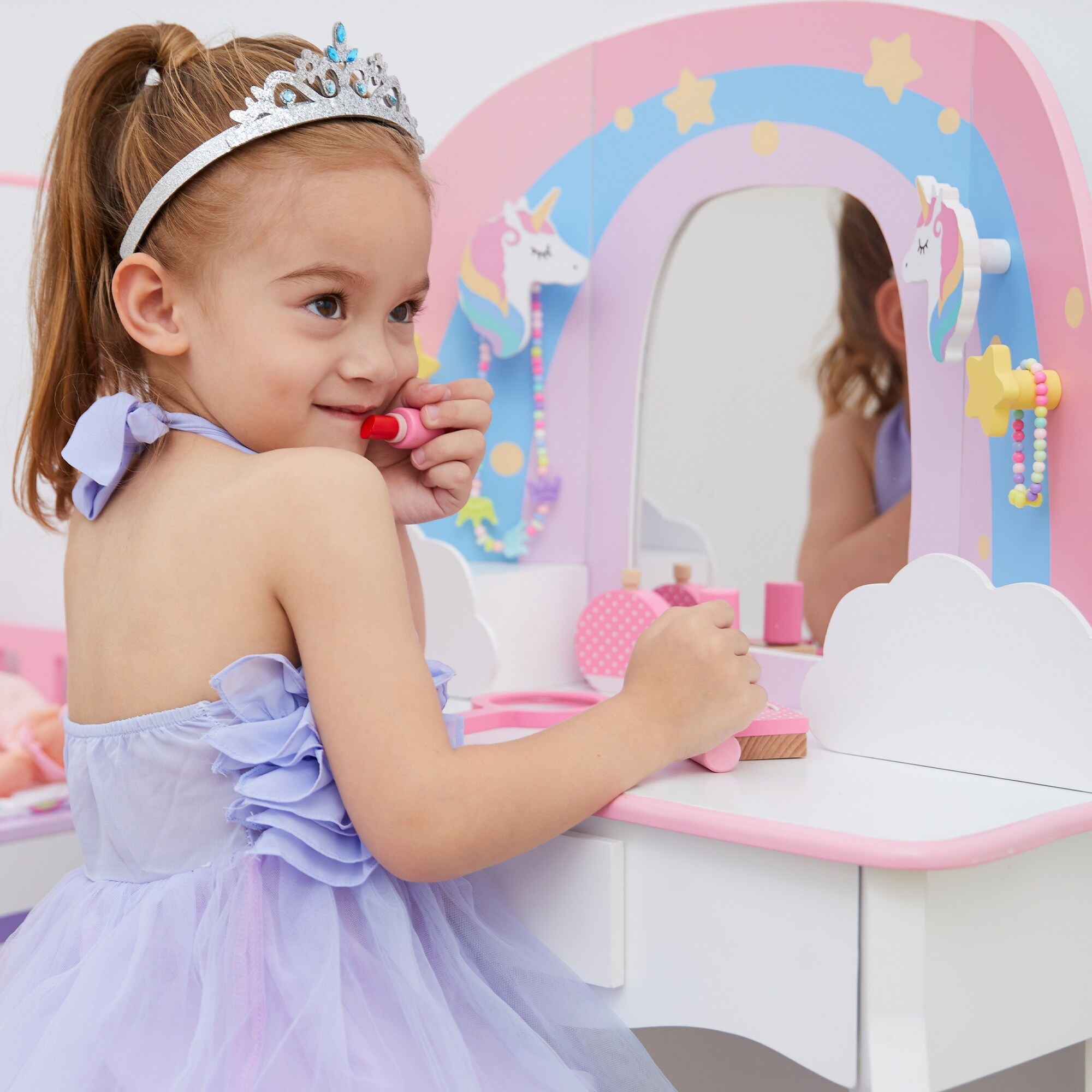 Unicorn vanity table and stool cheap