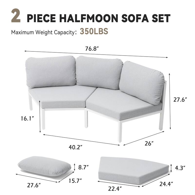 Curved Outdoor Sofa Rattan Sectional Sofa Patio Furniture Set Outdoor Conversation Sets