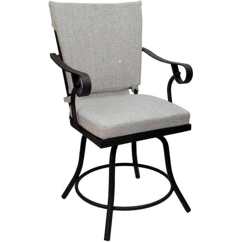 Outdoor or Indoor Patio Swivel Dining Chair - Jamey - White Linen - Black