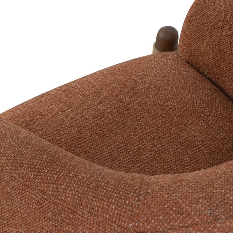 HomeRoots 30" Rust and Brown Fabric And Wood Arm Chair - 30.00 in. x 30.80 in. x 29.50 in.