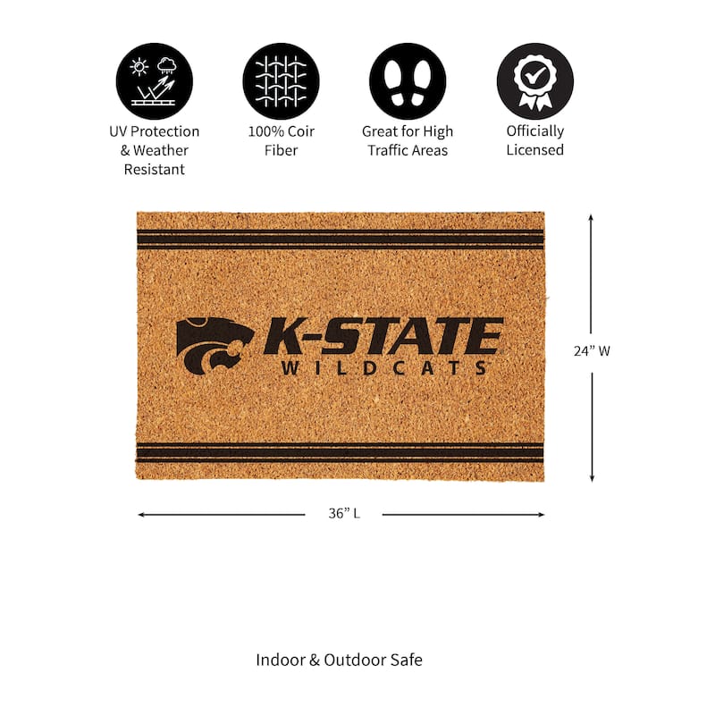 Kansas State University Monochrome Indoor/Outdoor Coir Door Mat