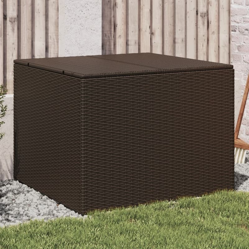 vidaXL Patio Storage Box Poly Rattan 70.9"x35.4"x27.6" Gray - Brown4