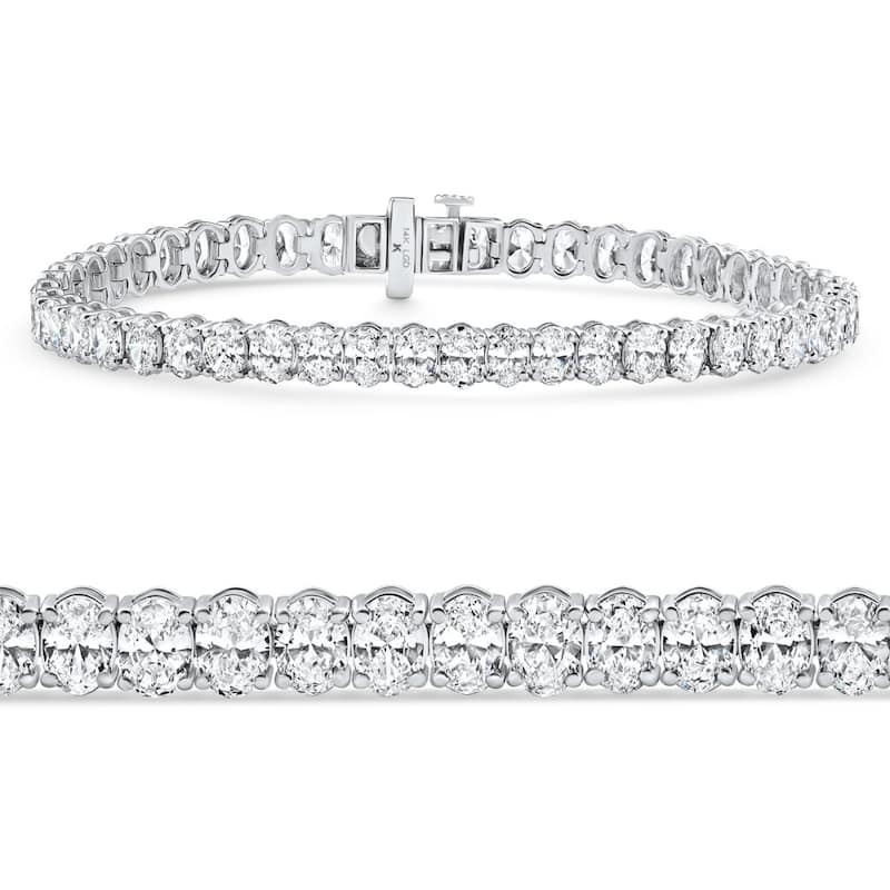 Bliss Diamond 10Ct Oval Cut Diamond Tennis Bracelet 7" White Gold Lab Grown