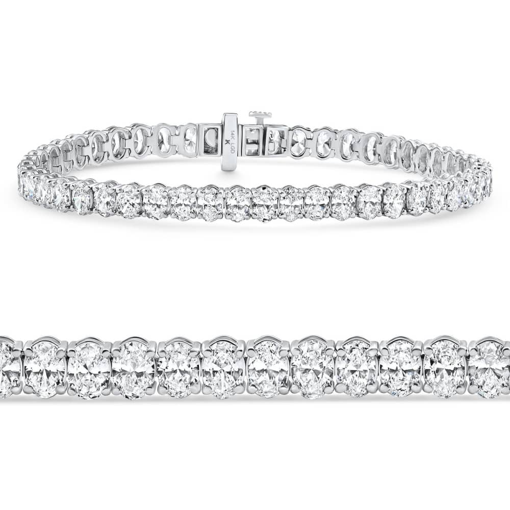 Bliss Diamond 10Ct Oval Cut Diamond Tennis Bracelet 7" White Gold Lab Grown