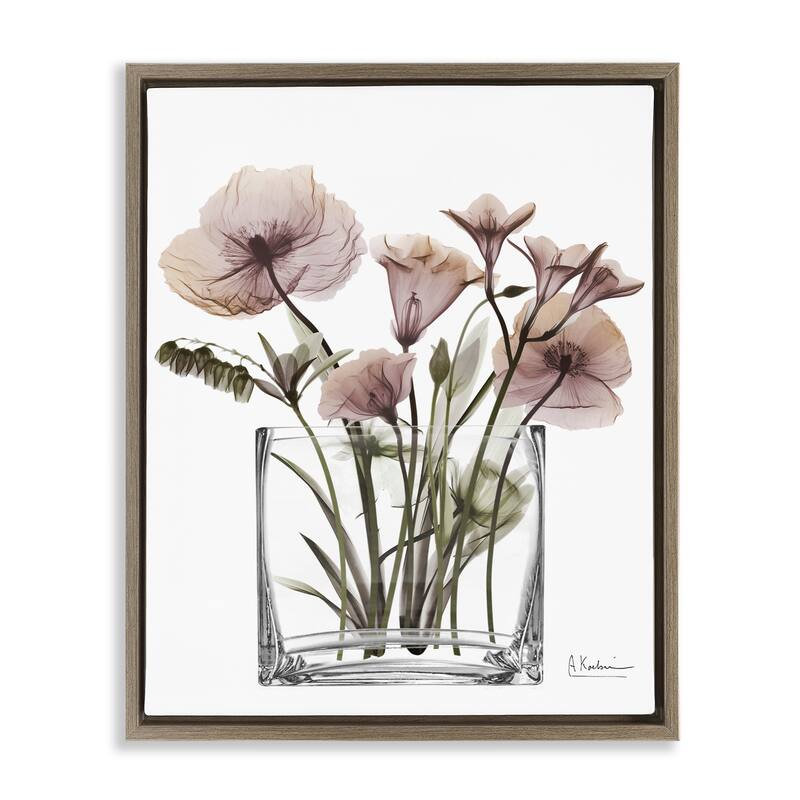 Stupell Modern Translucent Flowers Framed Floater Canvas Wall Art Design By Albert Koetsier - 17 x 21 - Brown