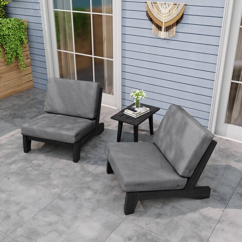 Outdoor Sectional Furniture Teak Conversation Set with Side Table