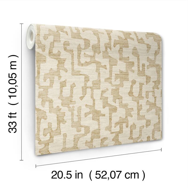 A-Street Prints Cipher Chestnut Geometric Faux Grasscloth Wallpaper